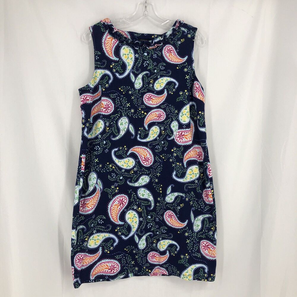 Talbots Women Size XL Petite Dress Tank Paisley Print Long Shift